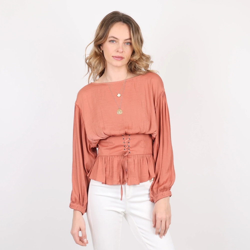 Free People Long Sleeve Peplum Top